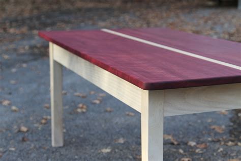 Buy Hand Crafted Purpleheart Coffee Table With White Washed Base, made to order from Miikana 
