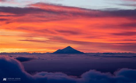 Mt Taranaki From Ruapehu At Sunset Adrian Hodge Photography