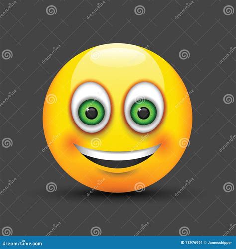 Olhos Verdes Grandes De Sorriso Do Emoji Ilustração Do Vetor