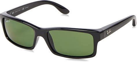 Ray Ban Rb4151 Rectangular Sunglasses Black Polarized Green 59 Mm Clothing
