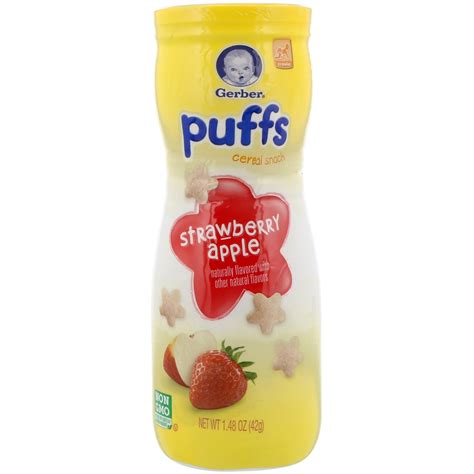 Gerber Puffs Cereal Snack Strawberry Apple 148 Oz 42 G