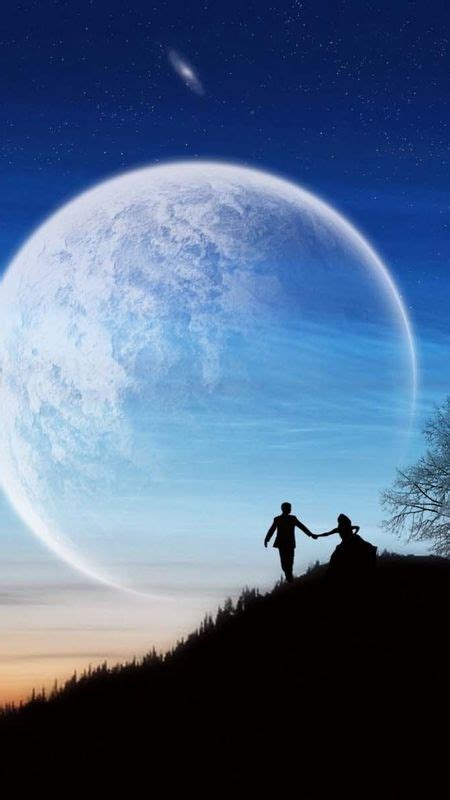 Lovers Moon Night Sky Moon Love Wallpaper Download Mobcup