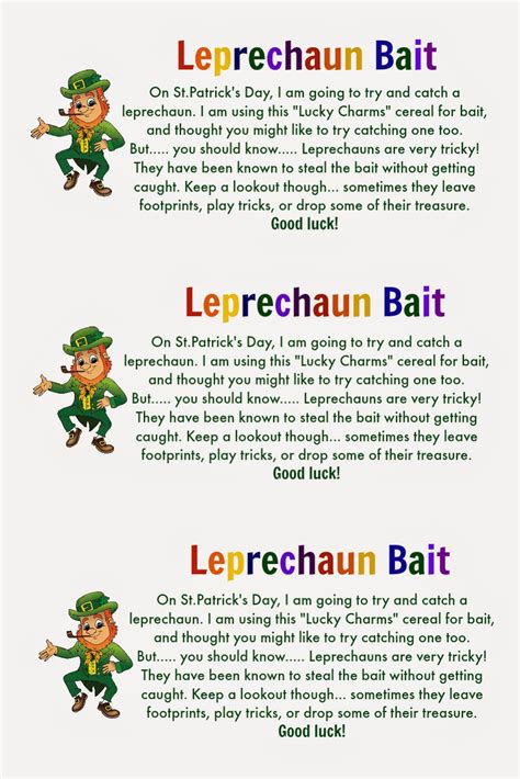 Leprechaun Bait Free Printable
