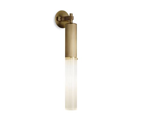 Flume Wall Light Antique Brass And Frosted Reeded Glass Architonic