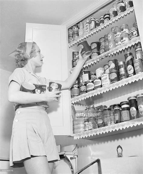 Leila Hyams Movie Star Stocks Up On Canned Goods In The Kitchen Of