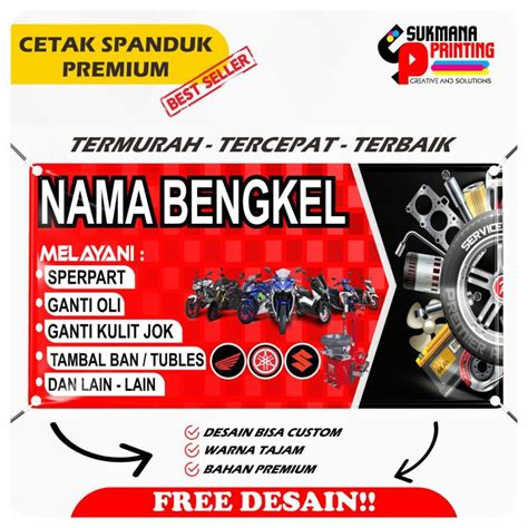 Spanduk Banner Bengkel Motor Keren Motor Racing Bahan Premium