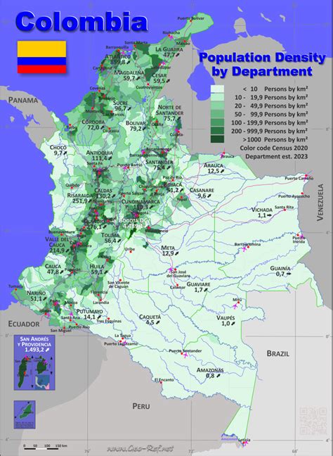 Colombia Country Data Links And Map By Administrative Structure