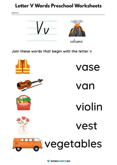 Letter V Words Preschool Worksheets Worksheetsgo