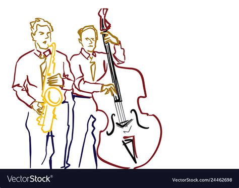 Saxophonist And Contrabass Player Royalty Free Vector Image