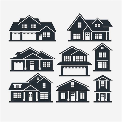 Free Vector Flat Design House Silhouette Set