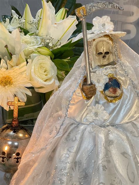 12 Santa Muerte Blanca Statue With Dress Baptized Fixed Etsy
