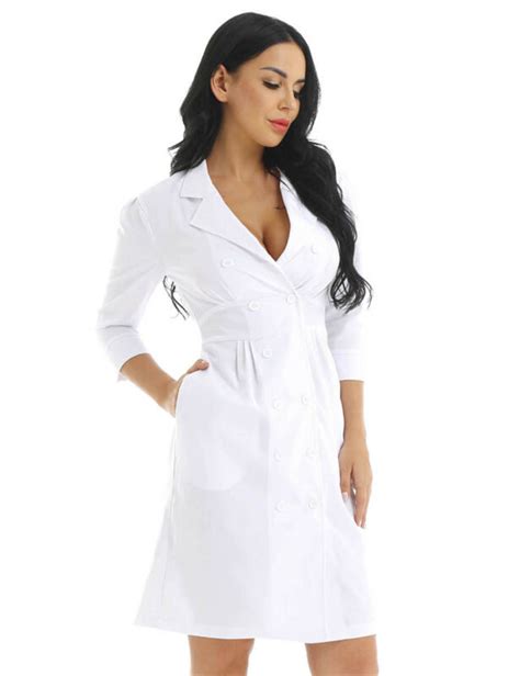 Womens Cosplay Costume Uniforms Scrubs Lab Medical Nurse Doctor Uniform Dress Ebay