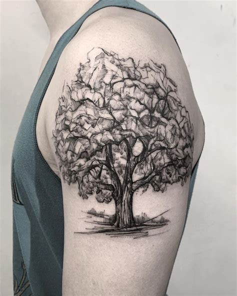 Oak Tree 🌳 Work By Bktattooer Oak Tree Tattoo Tree Tattoo Tree