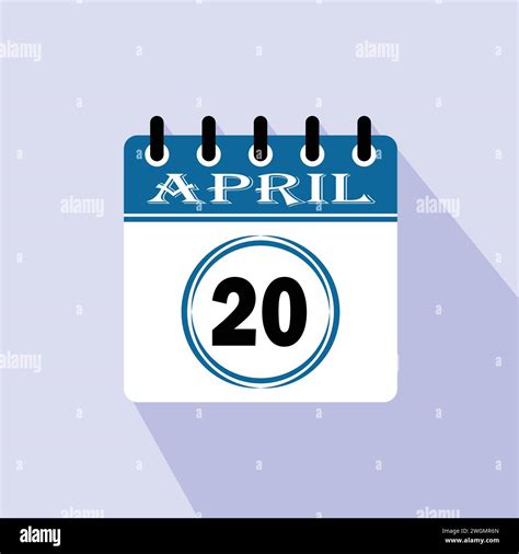 Icon Calendar Day 20 April 20th Days Of The Month Vector