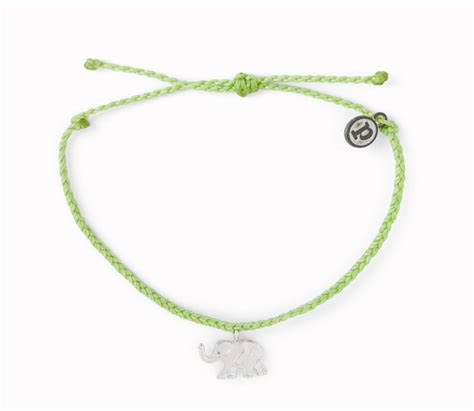 Pura Vida Elephant Charm Bracelet In Silvergreen Orange Wetsuit Centre