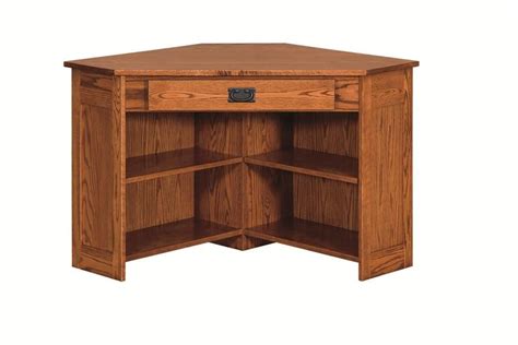 Amish Arts And Crafts Corner Computer Desk With Bottom Shelves Wood