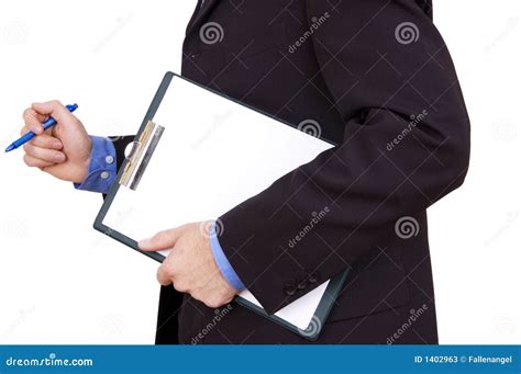 Businessman Holding Clipboard Stock Image Image Of Hold Body 1402963