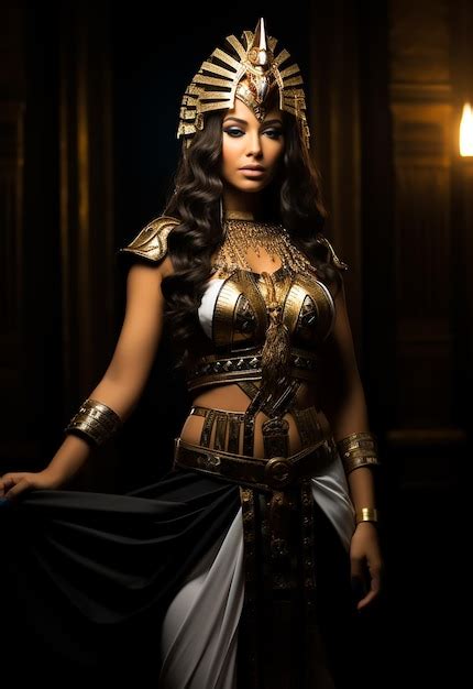 Premium Ai Image Hot Attractive Fashion Model In Egyptian Queen Cleopatra Royal Costumes