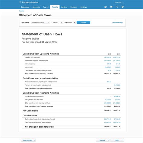 Statement Of Cash Flows For Business Xero Blog Intended For Cash
