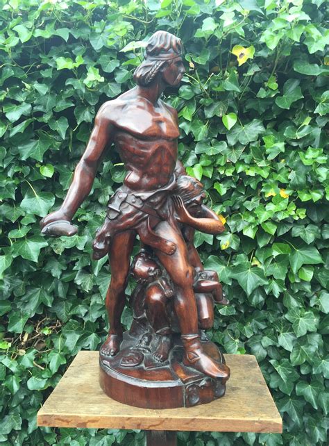 One Of A Kind Antique Carved Wood Group Statue Sculpture By Emile