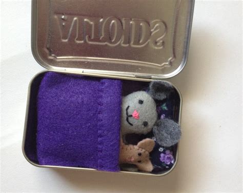 Grey Wee Mouse In An Altoids Tin House With Brown Teddy Etsy
