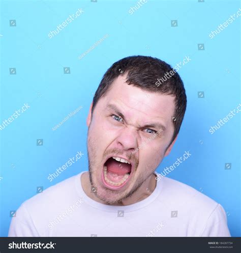 Portrait Angry Man Screaming Pulling Hair Stock Photo 184287734