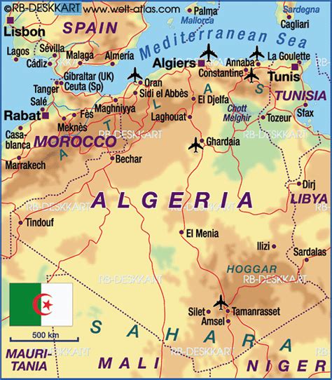 Drucken sie den lageplan algerien. Karte von Algerien (Land / Staat) | Welt-Atlas.de