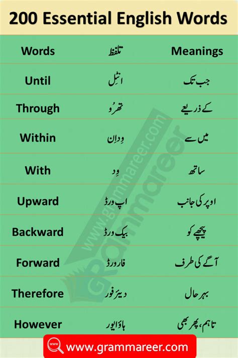 Basic English Vocabulary Words In Urdu 2000 Urdu Words English To
