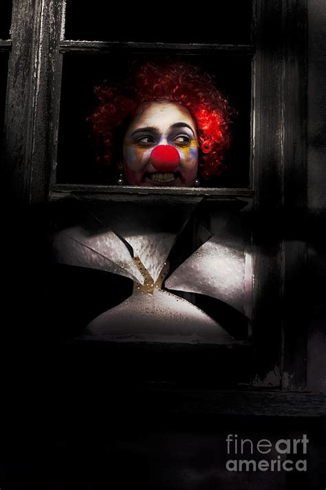 Head Of Clown In Dark Window Photograph By Jorgo Photography