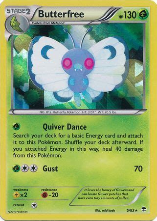Butterfree's name is probably a combination of butterfly and free. Butterfree - 5/83 - Holo Rare - Generations Singles - Pokemon