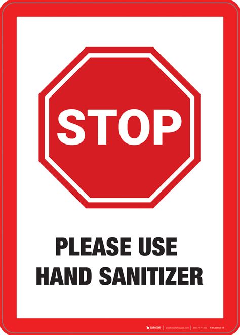 Stop Please Use Hand Sanitizer Wall Sign Creative