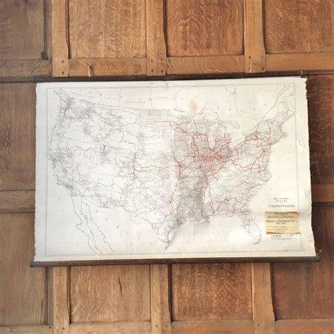 Antique Railroad Mileage Map Of The United States Usa Pull Etsy