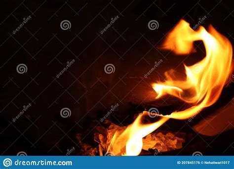 Bornfire Flame Heat Fire Dark Winters Night Light Cold Copy Space Stock