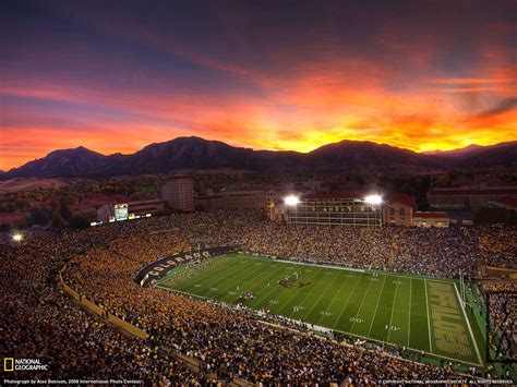 University Of Colorado At Boulder Folsom Field Sunset Skyline