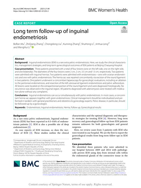 Pdf Long Term Follow Up Of Inguinal Endometriosis