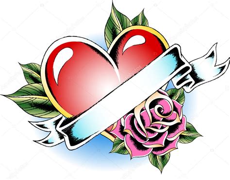 Whether the tattoo has a single rose, a bunch of roses climbing up the vines around the sword, delicately framing the sword, or a rose(s) being pierced through with a blade, this design concept is quite popular among men and women. Heart with rose tattoos | Heart with rose tattoo — Stock ...