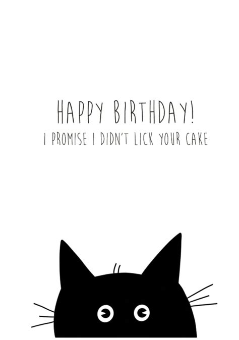 Black Cat Birthday Card Birthday Card Cat Lover Birthday Etsy