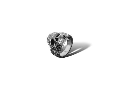 Ornament Skull Ring Sterling Silver Sugar Skull Ring For Man Etsy