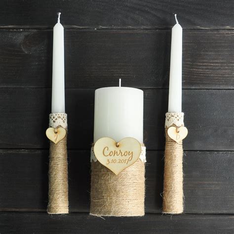 The bride and groom use the family candle to light the unity candle directly after the exchanging of vows. Rustic Unity Candle Set,Ivory Personalized Unity Wedding ...