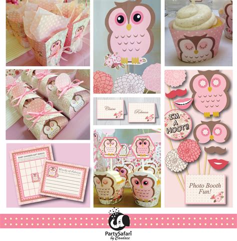 Woodland Owl Printable Baby Shower Package Woodland Pink And Etsy