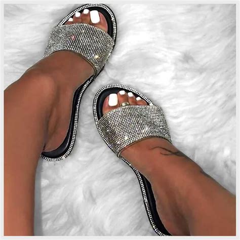 Black Glitter Sequined Sandals Eklectik Mode