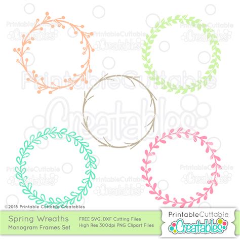 Download Spring Wreath Free Monogram Frame SVG Files for Silhouette ...