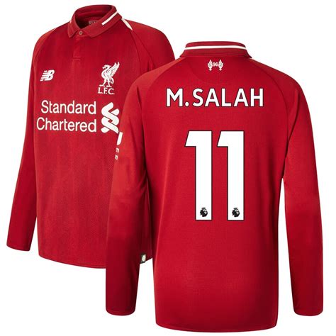 Mohamed Salah Liverpool New Balance 201819 Home Replica Long Sleeve