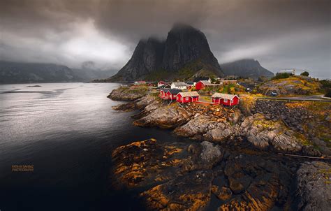 Wallpaper Sea Autumn Mountains Norway Town Settlement Archipelago