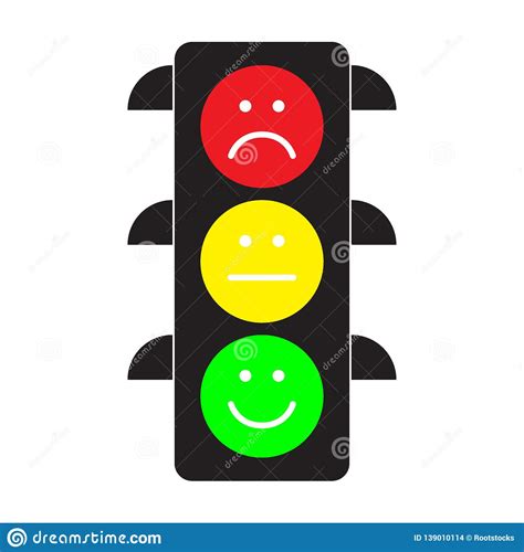 Traffic Light With Red Yellow And Green Smileys Stock Vector