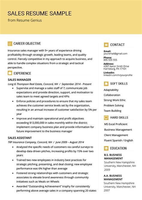 For examples of how you can do this, check out our sample resumes pages. Sales Resume Samples & Writing Tips | Resume Genius ...
