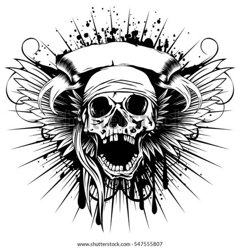Vector Illustration Pirate Skull Open Jaw Stock Vector Royalty Free