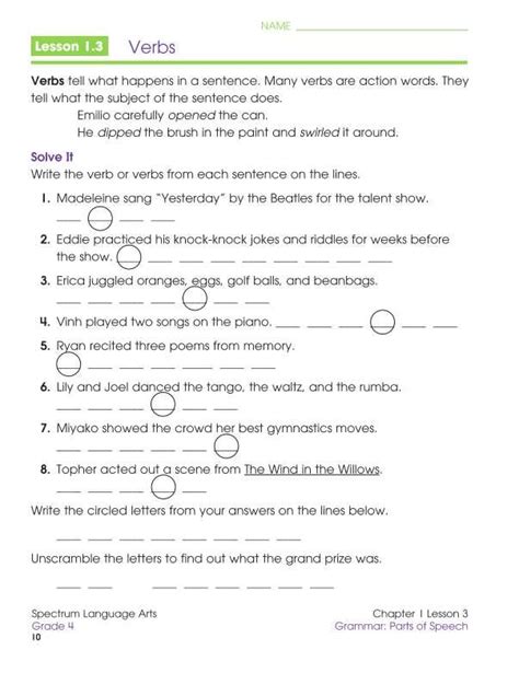 Carson Dellosa Spectrum Language Arts Workbook Grade 4 Cd 704591