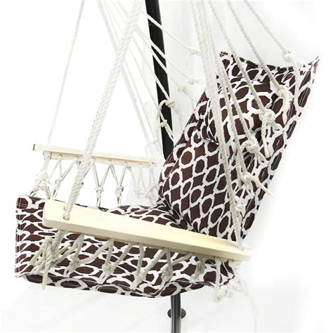 Backyard Expressions Hanging Hammock Chair With Pillow And Wooden Arms