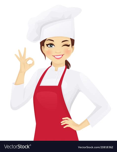 Chef Woman Gesturing Ok Royalty Free Vector Image Chef Logo Chef Images Cartoon Chef